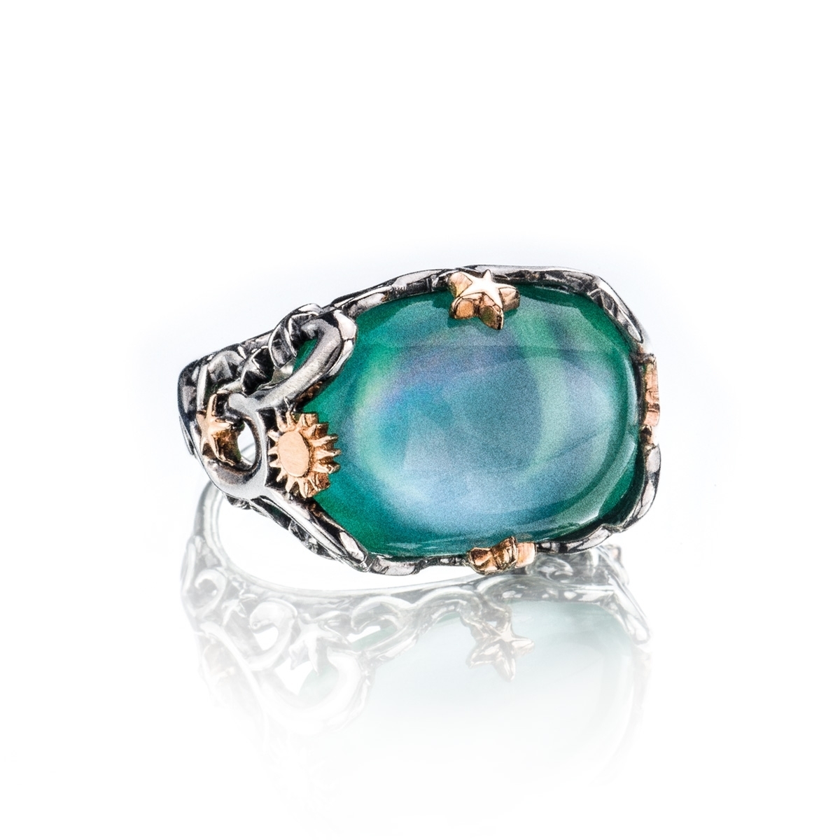 Polvere di stelle green pillow ring