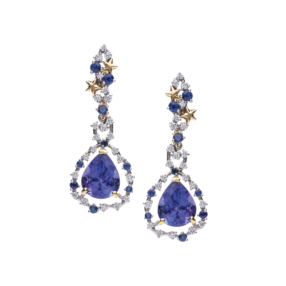 Orecchini con tanzanite a goccia