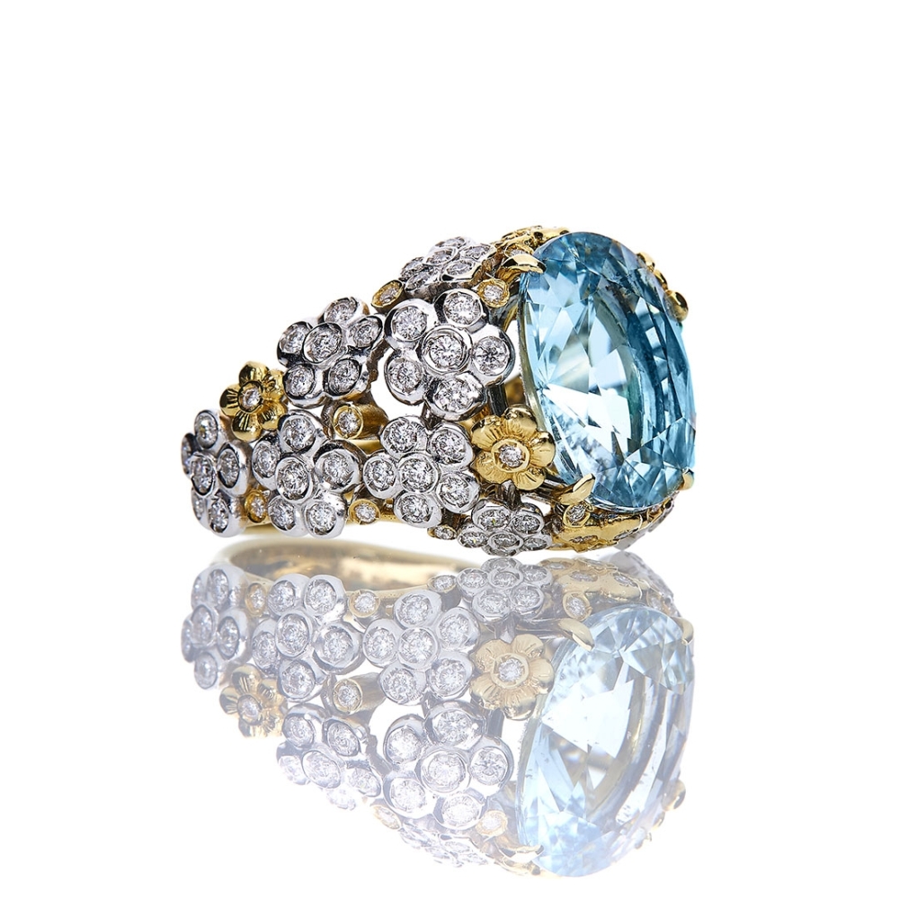 Anello traforo piccolo con acquamarina