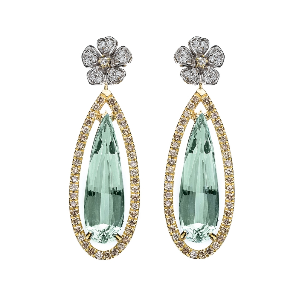 Orecchini Fiori di pesco pendenti con pietre 2