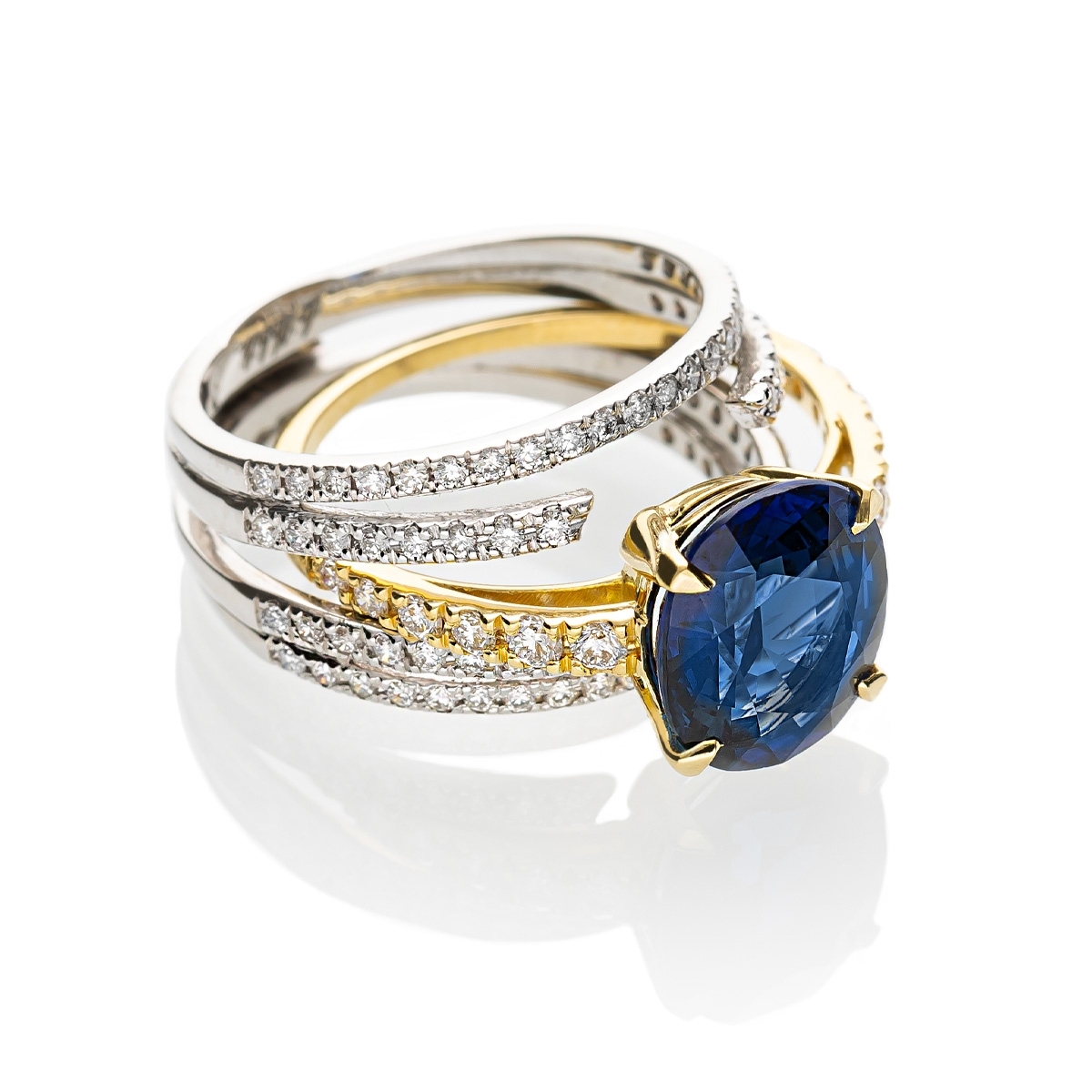 anello Cinque fili con zaffiro smontabile