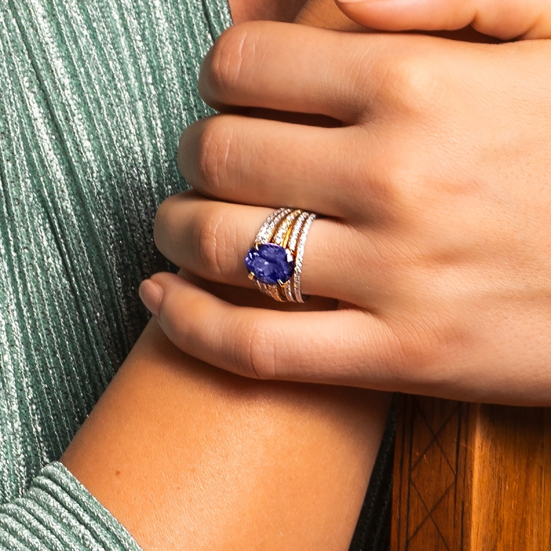 anello Cinque fili con zaffiro smontabile