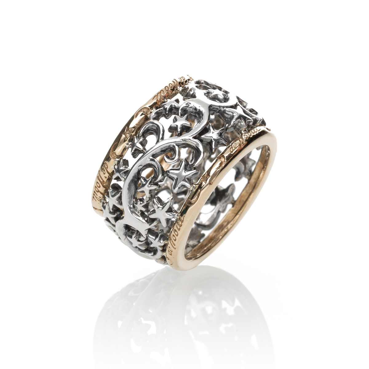 Polvere di stelle band ring gold9kt&silver