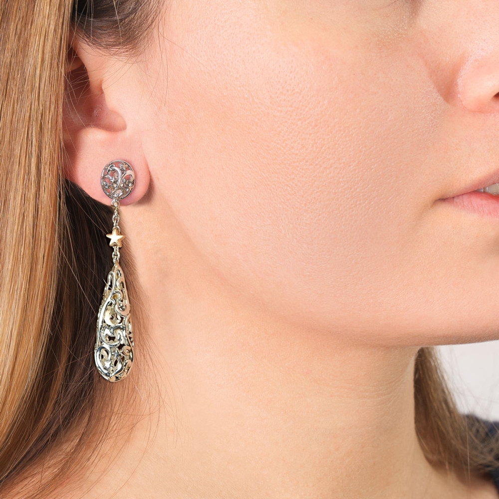 Polvere di stelle gocce lunga silver&gold9kt 2