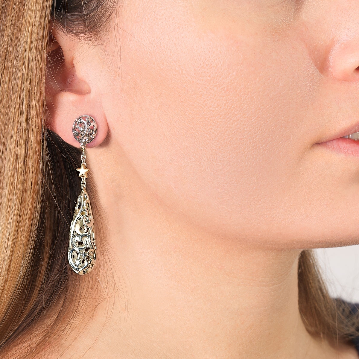 Polvere di stelle gocce lunga silver&gold9kt