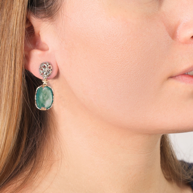 Orecchini Polvere di Stelle cuscino verde