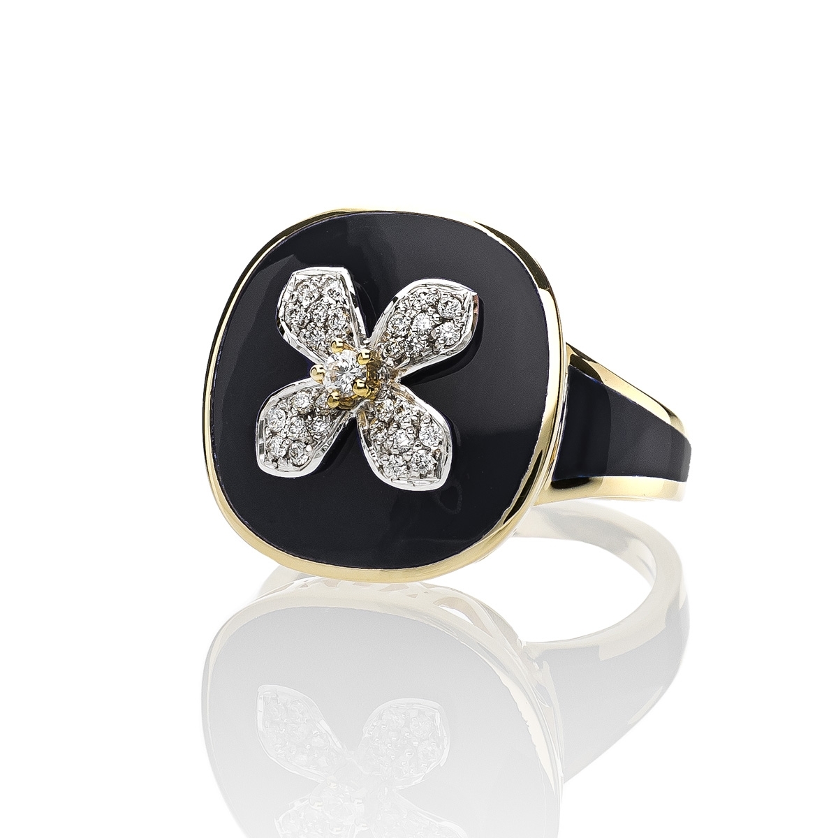 Allegra smalto grande con fiore 18kt