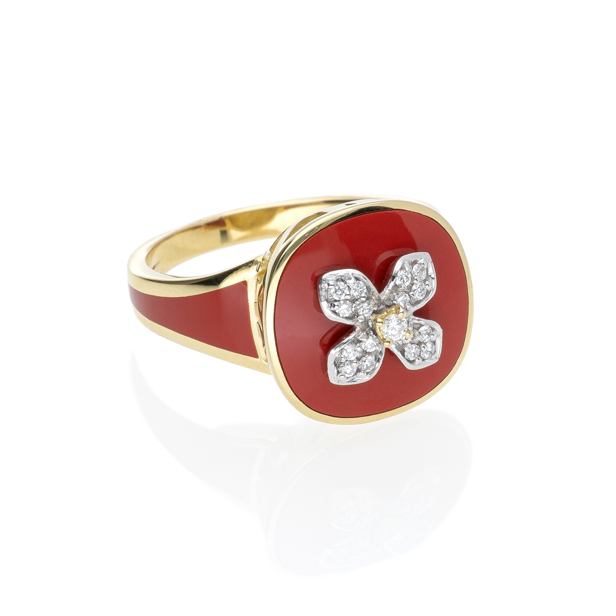 Anello Allegra smalto con fiore 18 kt