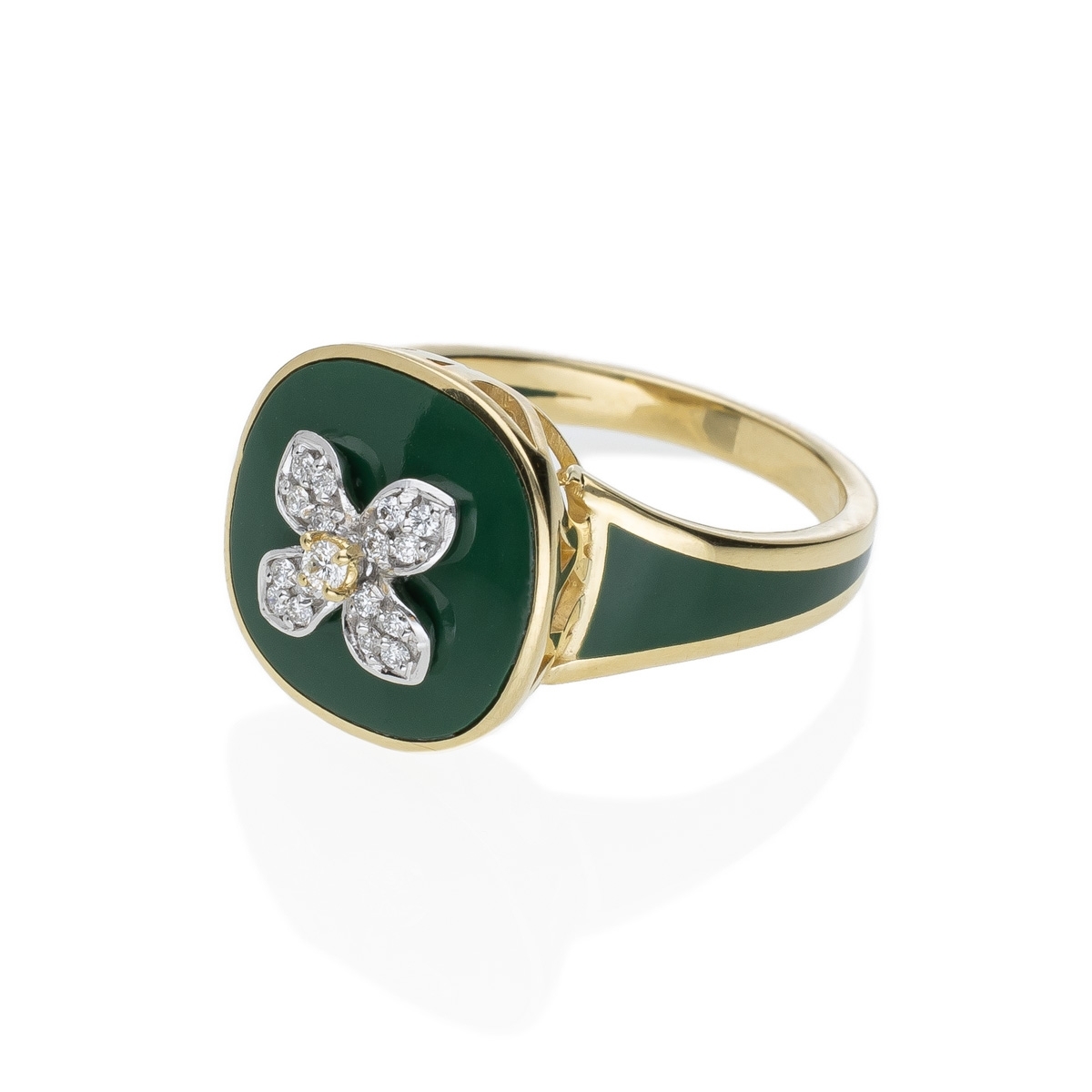 Anello Allegra smalto con fiore 18 kt