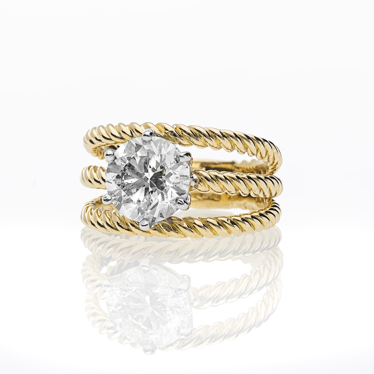 Anello Intrecci 3 fili fiori con pietra...