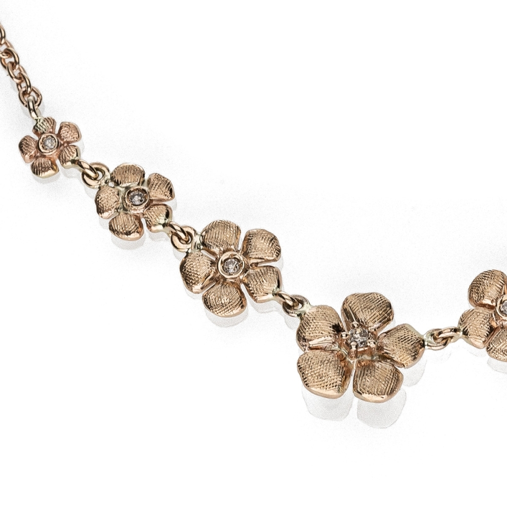 Collana Fiori di Pesco in oro rosa 9kt 2
