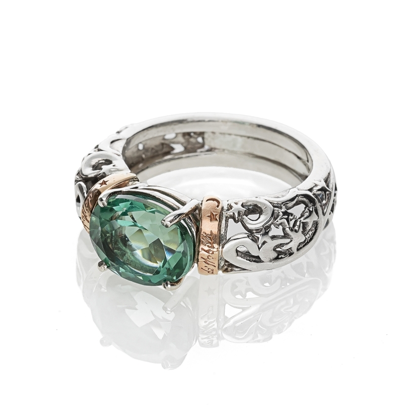 Anello Polvere di Stelle cerchietto pietra ovale