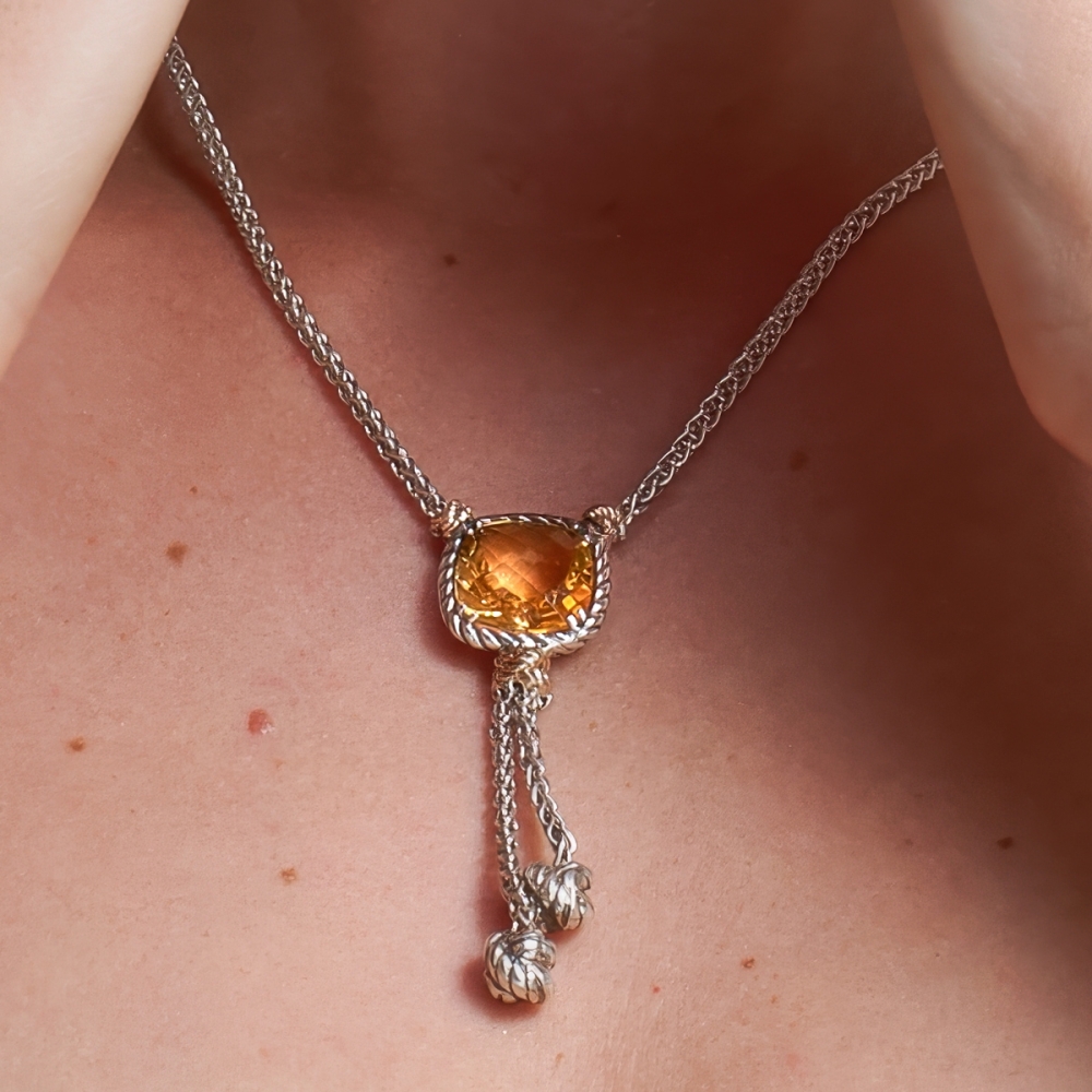 Collana Nodi intreccio 1 pietra quadrata 2