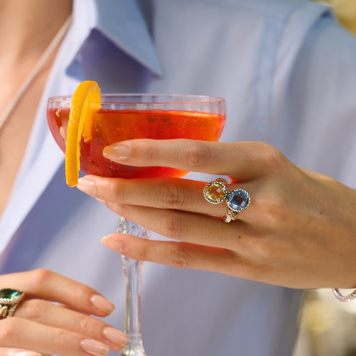 Anello Nodi cerchio intreccio 2 pietre