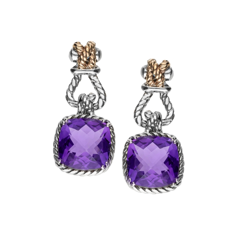 Orecchini Nodi intreccio pietra quadrata piccola