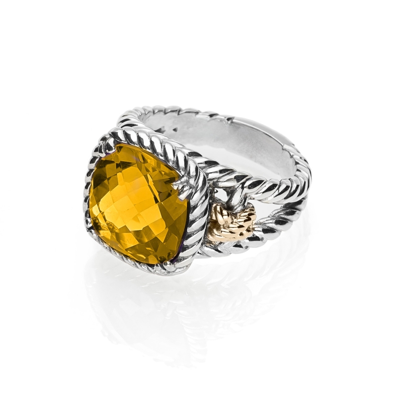 Anello Nodi intreccio pietra quadrata piccola