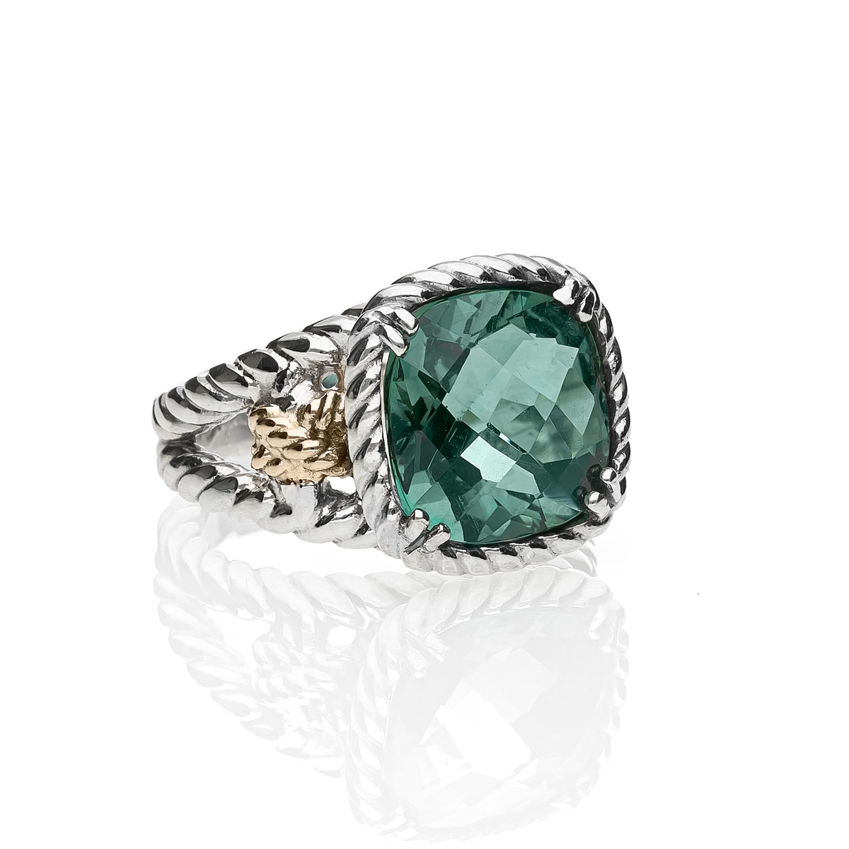 Anello Nodi intreccio pietra quadrata piccola