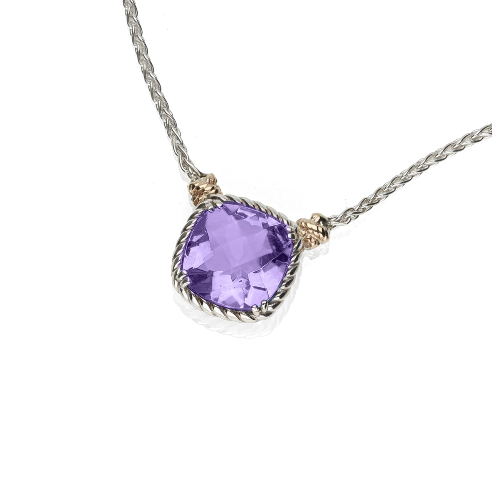 Collana Nodi intreccio pietra quadrata piccola