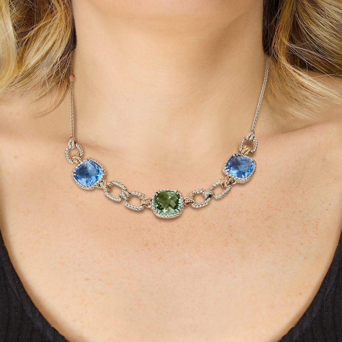 Collana Nodi intreccio 3 pietre