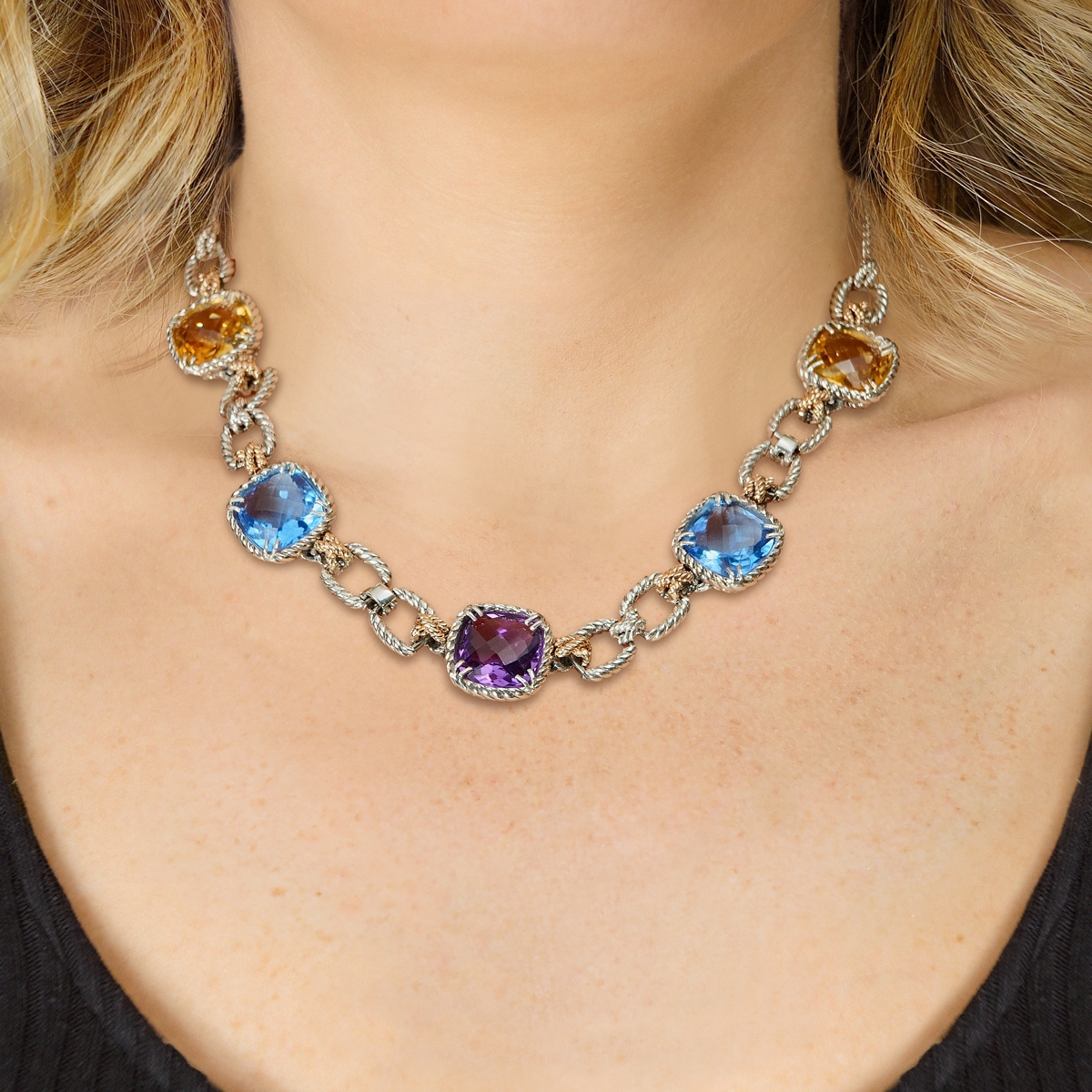 Collana Nodi intreccio 5 pietre