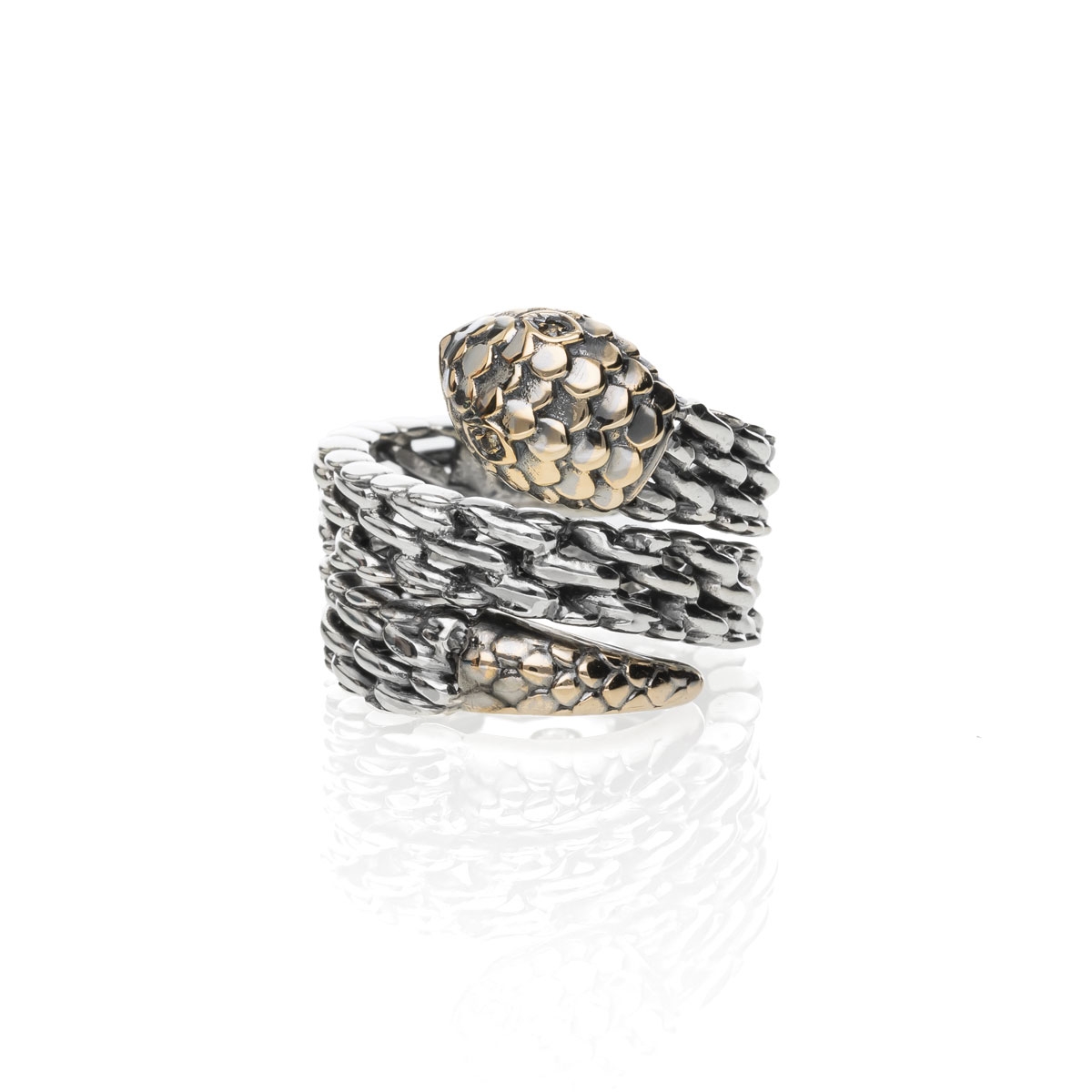 anello Medievale serpente piccolo doppio gambo