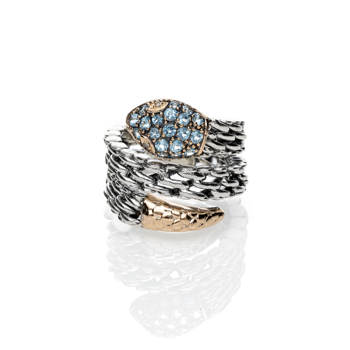 anello Medievale serpente piccolo doppio gambo