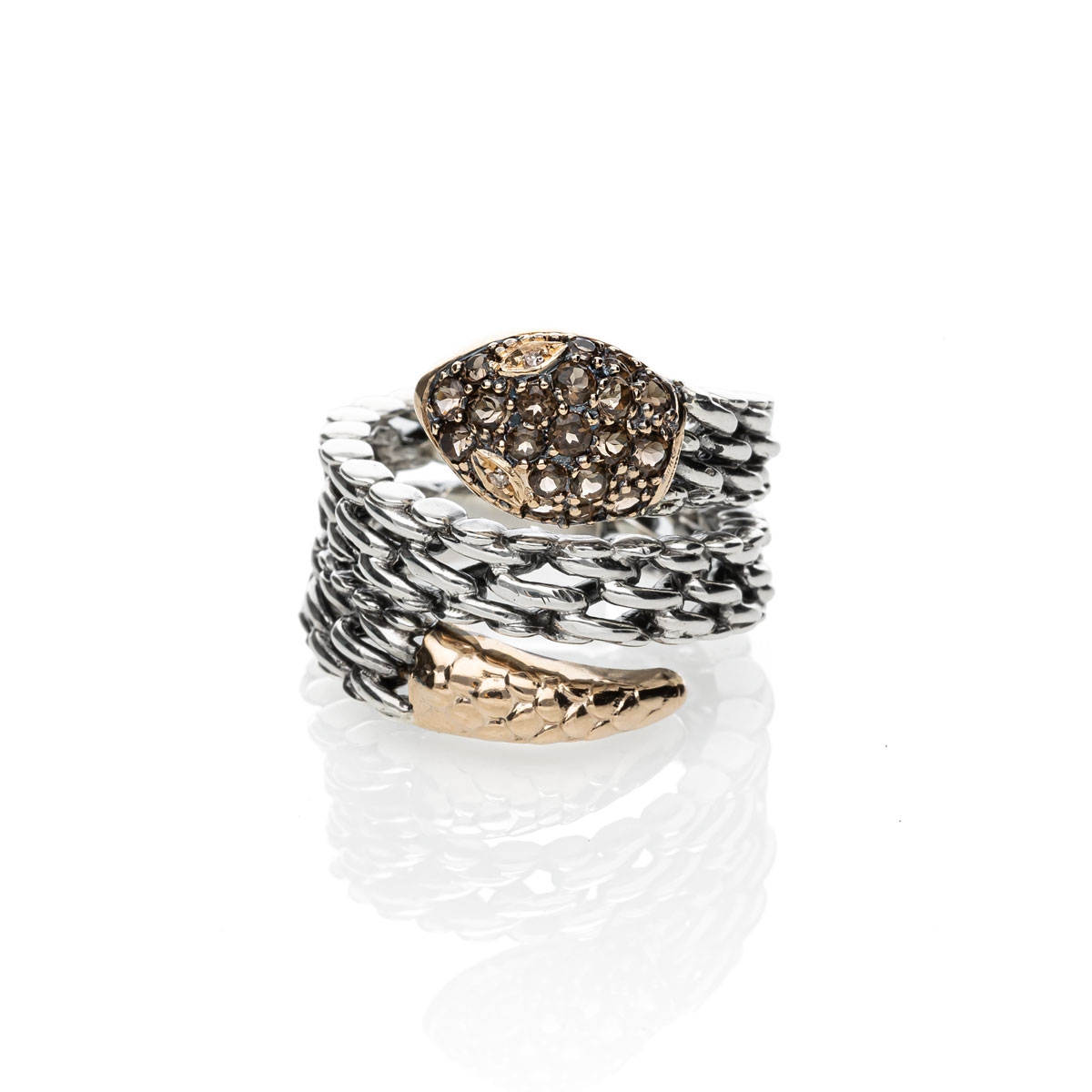 anello Medievale serpente piccolo doppio gambo