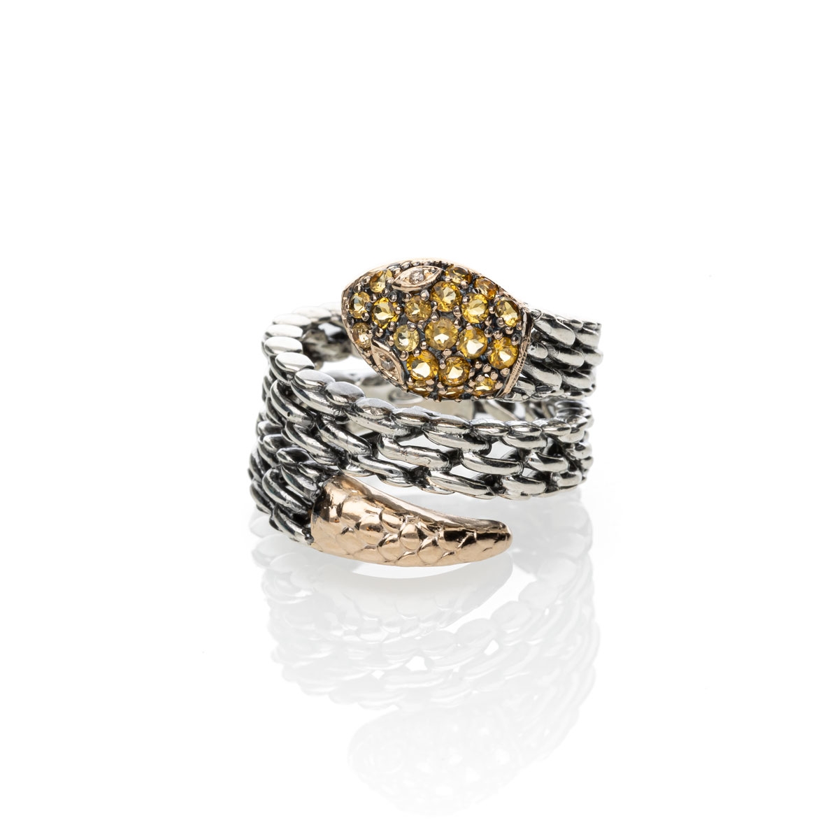 anello Medievale serpente piccolo doppio gambo