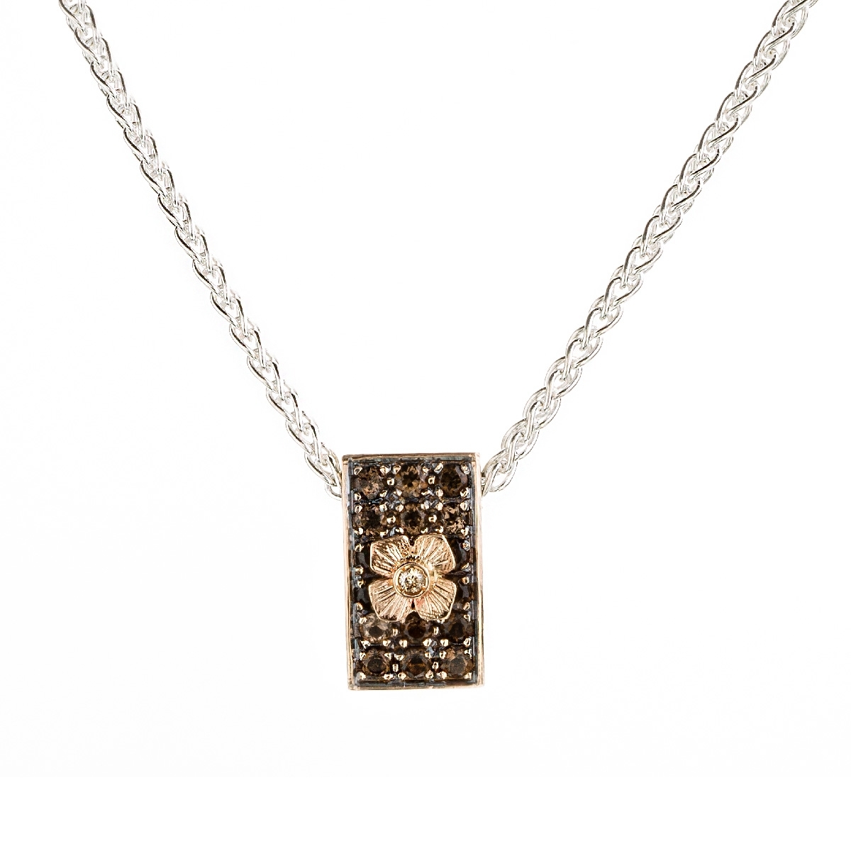 Medievale rettangolo pave' silver&9ktgold