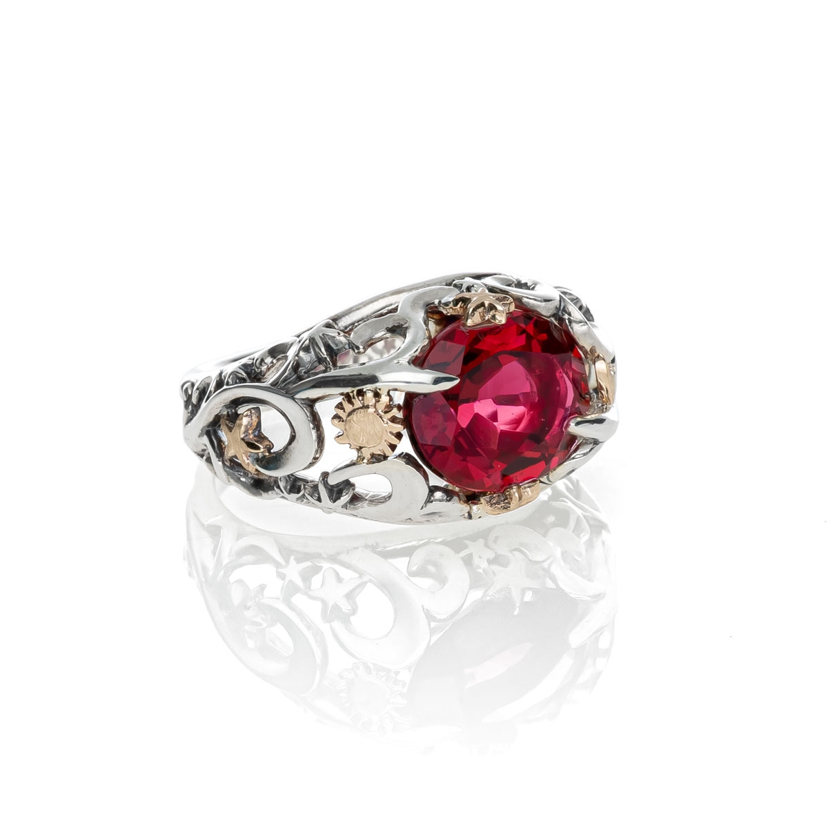 Anello Polvere di Stelle cupola pietra rossa