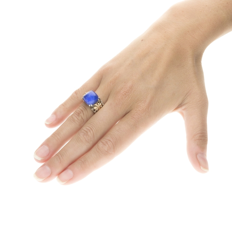 Anello Medievale piramide blu