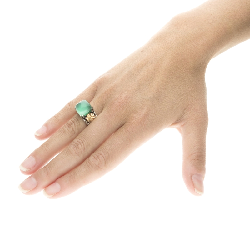 Anello Medievale piramide verde