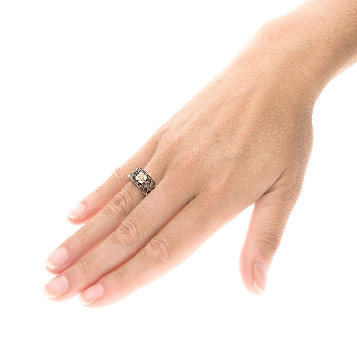 Medievale rettangolo pave' silver&gold9kt