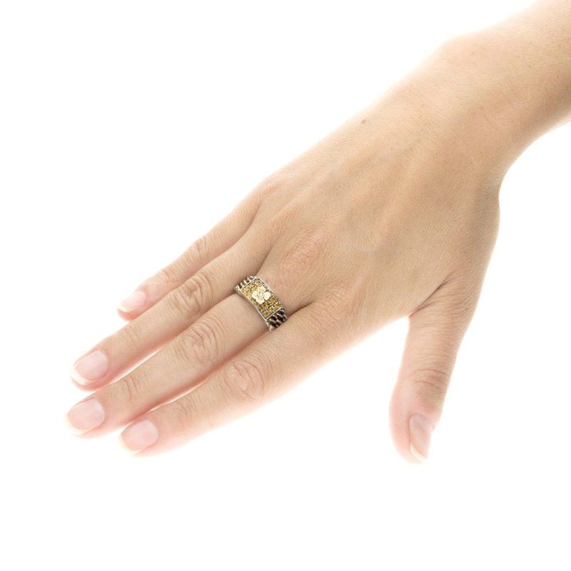 Medievale rettangolo pave' silver&gold9kt