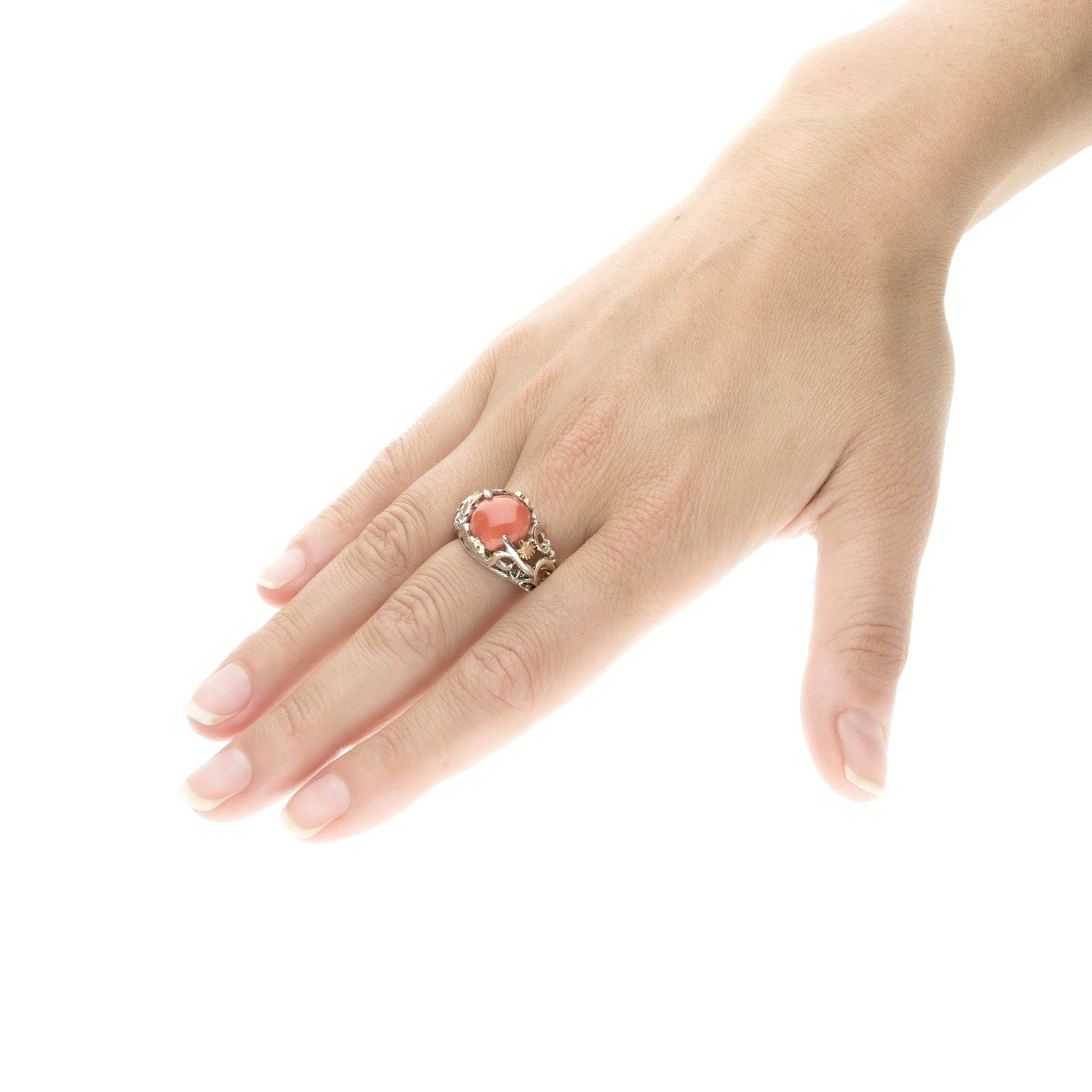 Stardust ring dome with coral