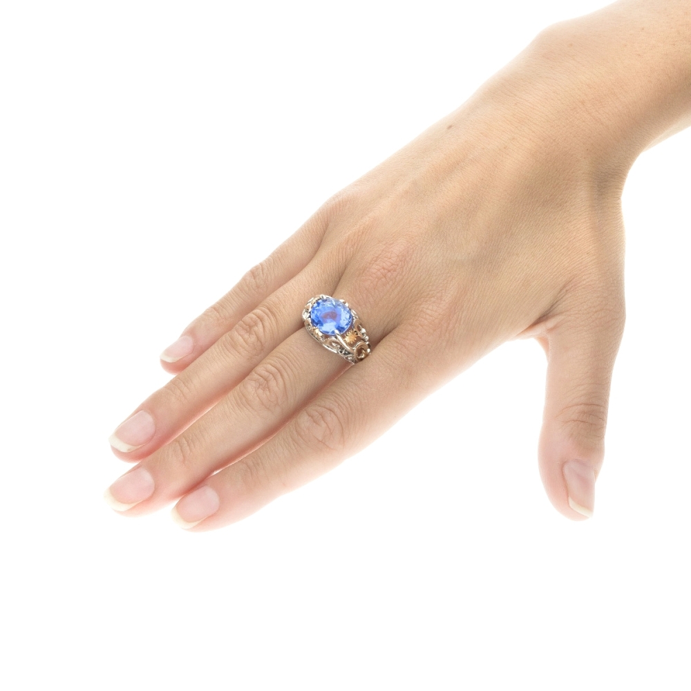 Anello Polvere di Stelle cupola pietra azzurra 2