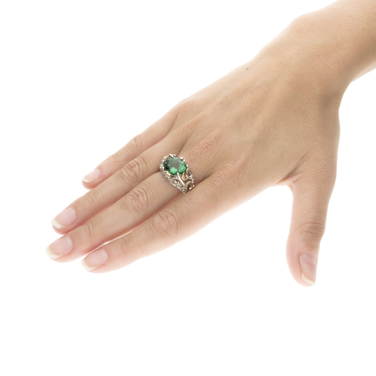 Polvere di Stelle ring with green stone dome