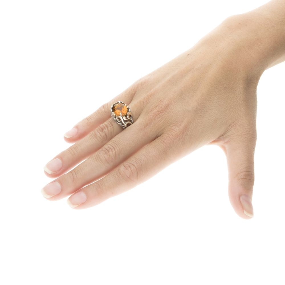 Polvere di Stelle ring with yellow stone dome 2