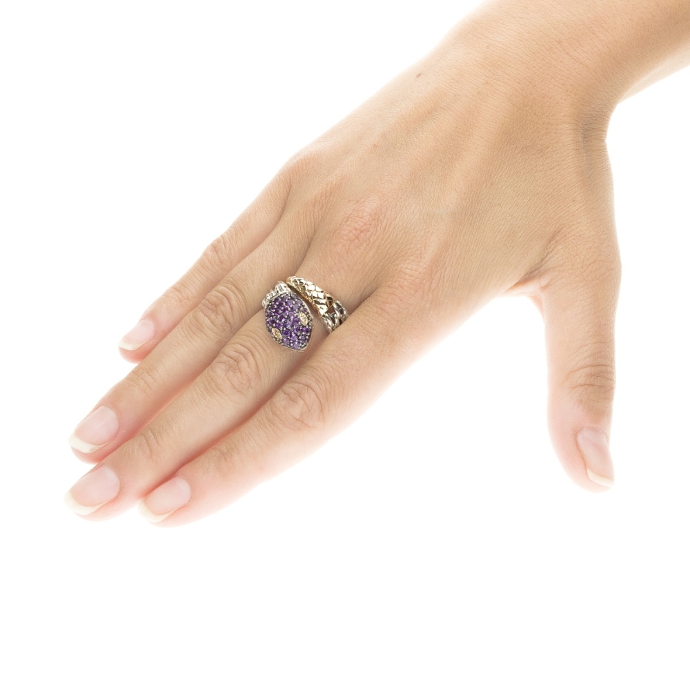 Anello medievale serpente viola 2