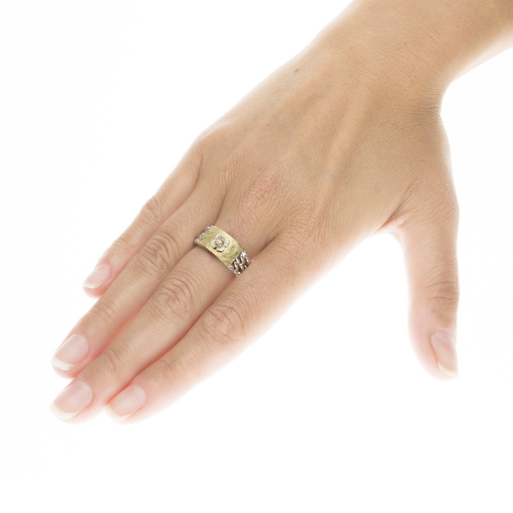 Medievale rettangolo small gold18kt&silver 2