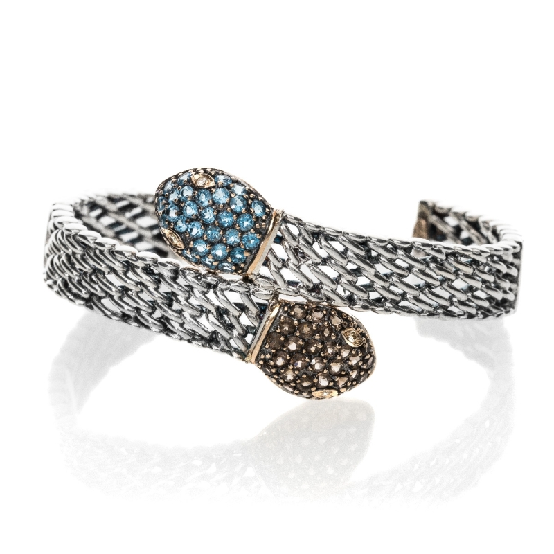 Bracciale Medievale serpente contrariè azzurro e fumè