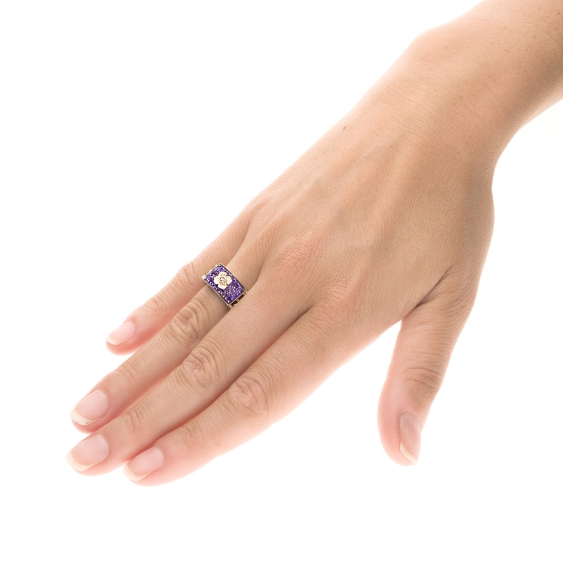 Anello Medievale pavè viola