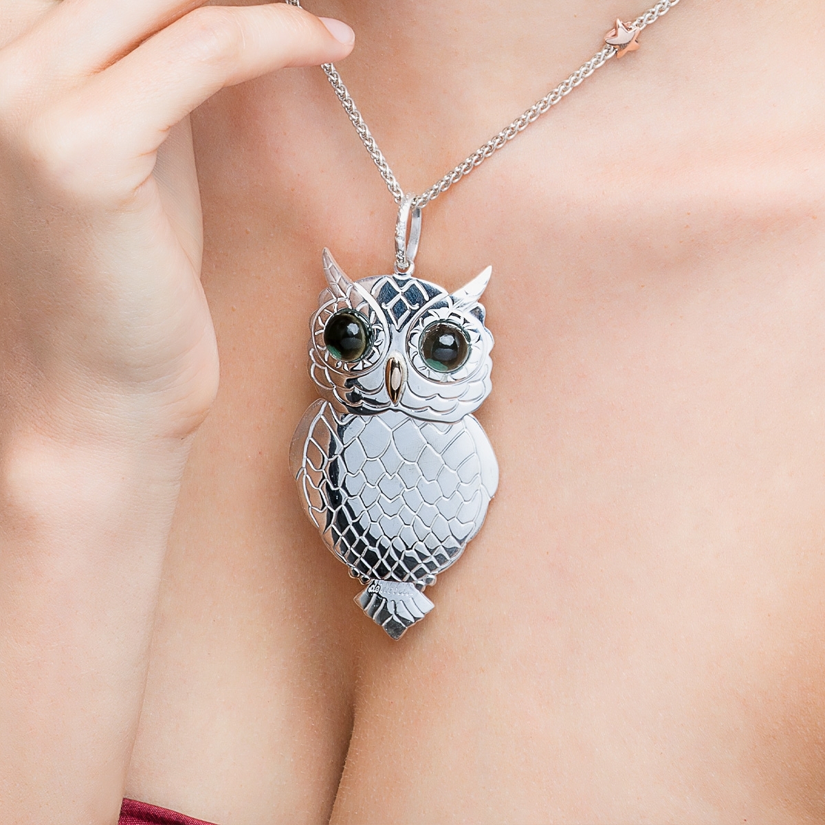 Ciondolo Civetta big agate verdi