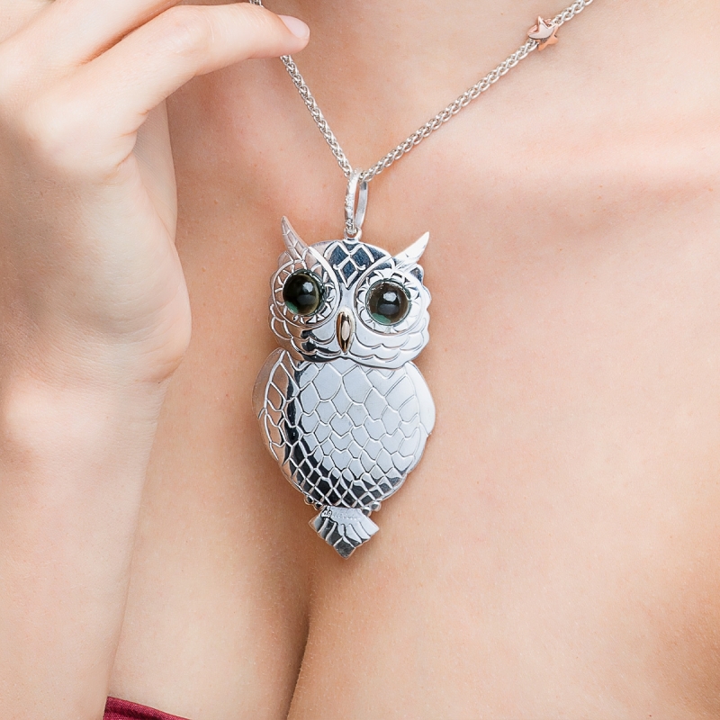 Ciondolo Civetta big agate verdi