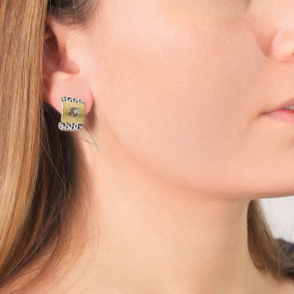 Medievali cerchietti quadrati gold18kt&silver 2