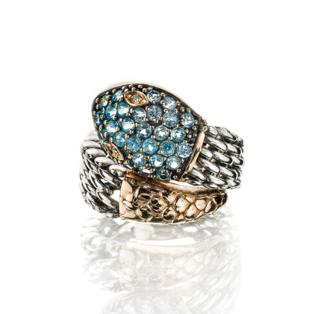 Anello medievale serpente azzurro