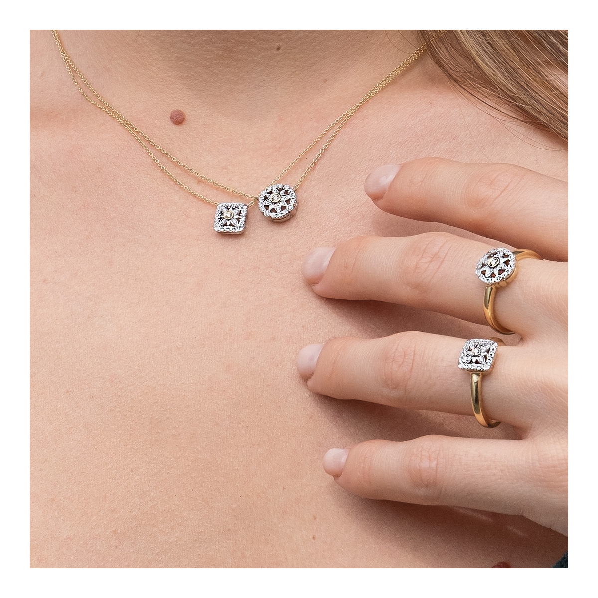 Quadratino raggio di sole gold18kt