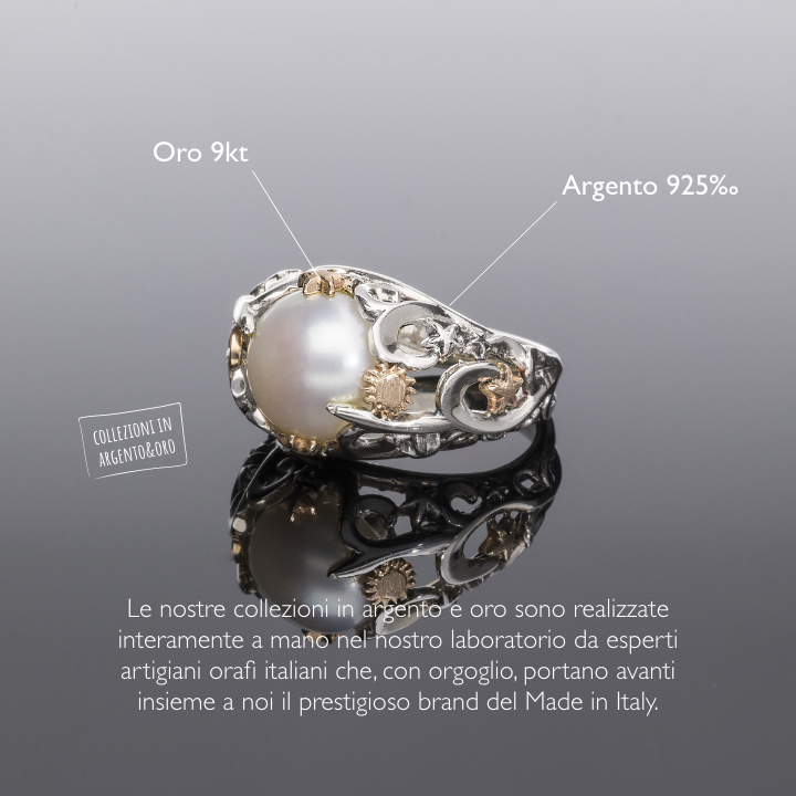 Anello Toppa Oro 14k, Argento E Rosette Di Diamanti - Foto 11